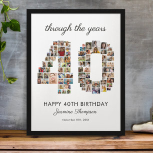 40th Happy Birthday Photo Collage Poster