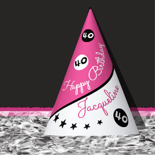 40th Happy Birthday Pink Custom Paper Party Hats
