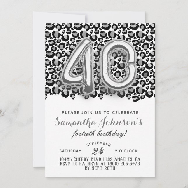 40th Leopard Fabulous Glam Birthday Invitation (Front)
