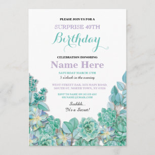 40th or Any Age Birthday Party Floral White Invite