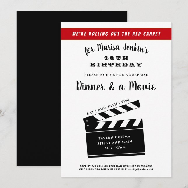 40th or Any Birthday Surprise Movie Theme Fun Invitation (Front/Back)