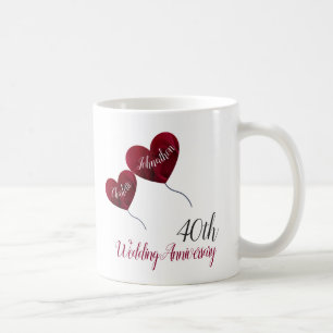 40th (or any) ruby wedding anniversary gift coffee mug