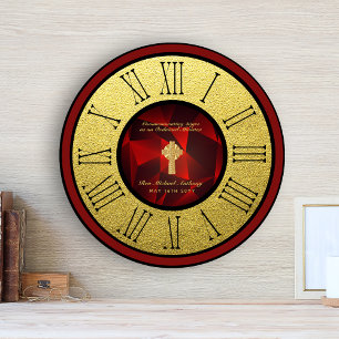 40th Ordination Anniversary Ruby Gold Personalised Large Clock
