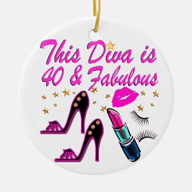 40TH PARTY DIVA CERAMIC TREE DECORATION (Front)
