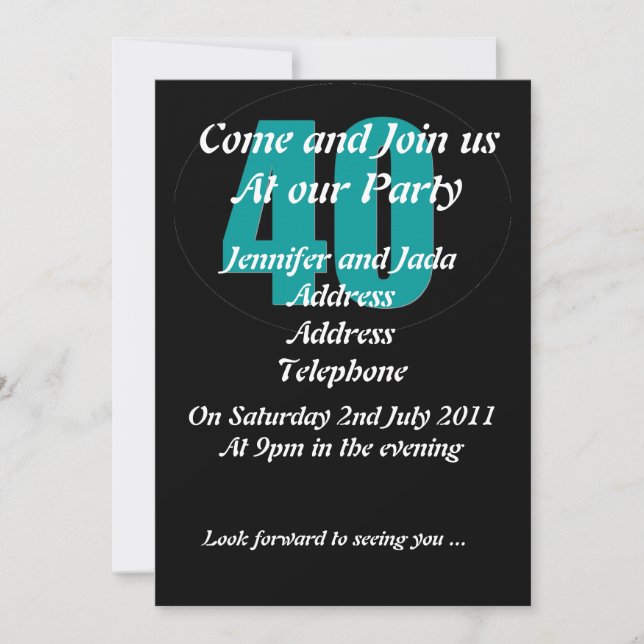 40th party invitation template (Front)