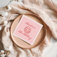 40th Pink Hand Drawn Cake Milestone Fun Birthday