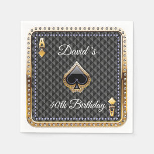 40th Poker Playing Card Casino Birthday Napkins
