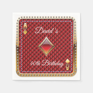40th Poker Playing Card Casino Birthday Napkins