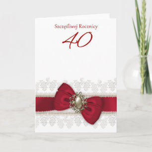 40th Polish Wedding Anniversary Greeting Card