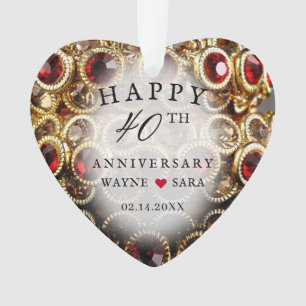 40th Ruby and Gold Jewel Wedding Anniversary Ornament