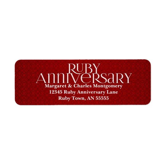 40th Ruby Anniversary Avery Label Return Address Label