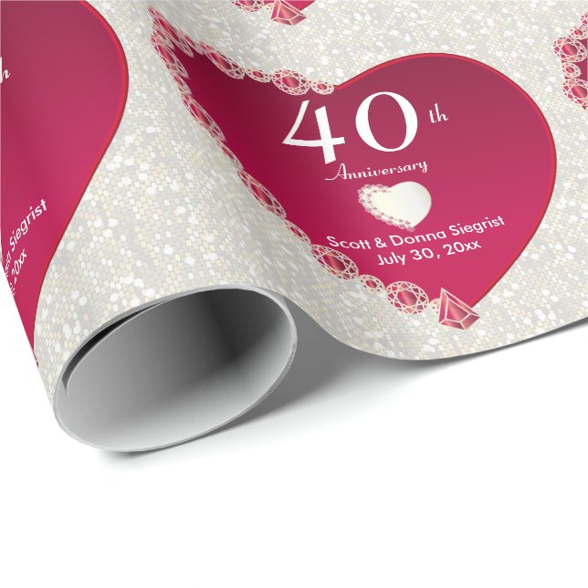 40th Ruby Anniversary | DIY Text Wrapping Paper (Roll Corner)