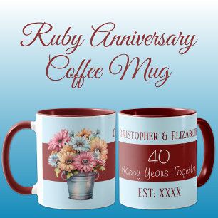 40th ruby anniversary flowers names blue mug