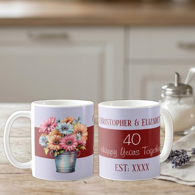 40th ruby anniversary flowers names purple coffee mug (Creator Uploaded)