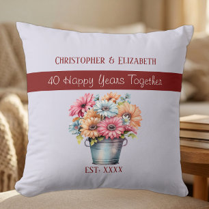 40th ruby anniversary flowers purple cushion