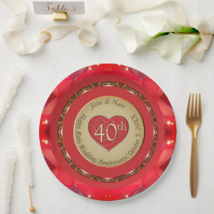 40th Ruby Anniversary  Paper Plate