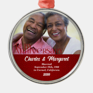 40th Ruby Anniversary Photo Ornament