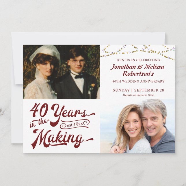 40th Ruby Anniversary Photo Years in the Making Invitation (Front)