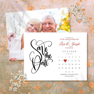 40th Ruby Anniversary Save the Date Calendar Photo Announcement Postcard