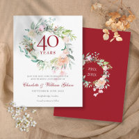 40th Ruby Anniversary Save the Date Roses Garland 
