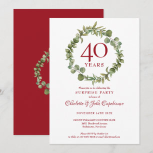 40th Ruby Anniversary Surprise Party Garland Invitation