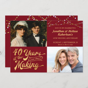 40th Ruby Anniversary Then & Now Photos Party Invitation