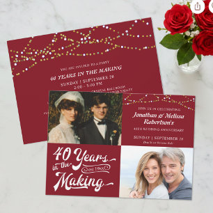 40th Ruby Anniversary Then & Now Photos Party Invitation