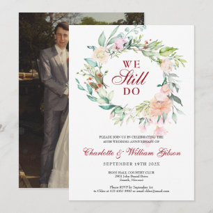 40th Ruby Anniversary Vow Renewal Floral Photo Invitation