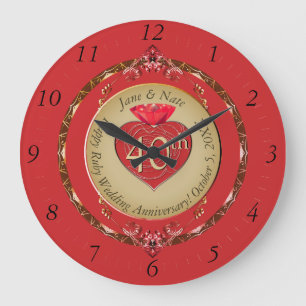 40th Ruby Anniversary Wall Clock