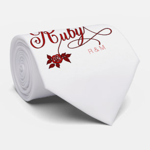 40th Ruby Anniversary with Date and Initials Tie