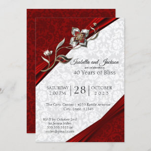 40th Ruby Floral Anniversary Design Invitation
