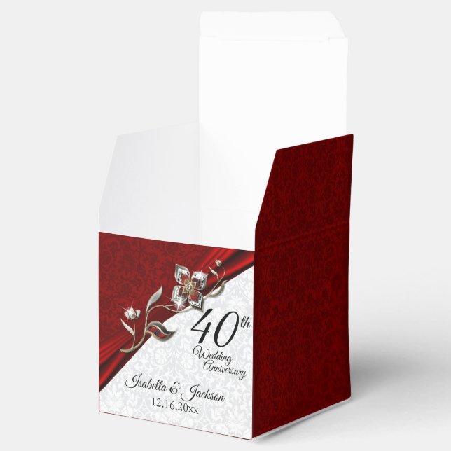 40th Ruby Floral Wedding Anniversary Favour Box (Opened)