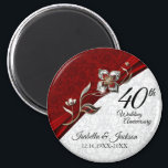 40th Ruby Floral Wedding Anniversary Keepsake Magnet<br><div class="desc">🥇AN ORIGINAL COPYRIGHT ART DESIGN by Donna Siegrist ONLY AVAILABLE ON ZAZZLE! 40th Ruby Floral Wedding Anniversary Keepsake Design ready for you to personalise. This design works well for other occasions such as a birthday, years of service, graduation, or just adding a quote... make it yours. If needed, you can...</div>