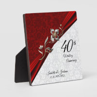 40th Ruby Floral Wedding Anniversary Plaque