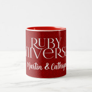40th Ruby Red Wedding Anniversary Two-Tone Coffee Mug