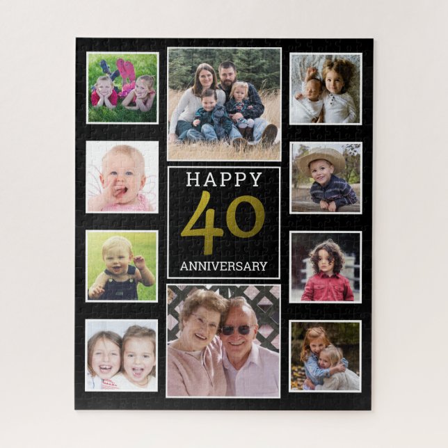 40th Ruby Wedding Anniversary 10 Photo Collage  Jigsaw Puzzle (Vertical)