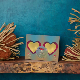 40th Ruby Wedding Anniversary 2 Heart Photos  Plaq Plaque