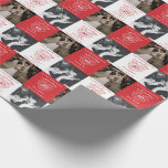 40th Ruby Wedding Anniversary 2 photos red white Wrapping Paper<br><div class="desc">40 years of love anniversary add your own two photo ruby anniversary wrapping gift paper. A simple line art heart stone effect graphic red and white squares personalised wrap. Customise with your own choice of names or relations, to photos of the happy couple now and then and the gift sender,...</div>