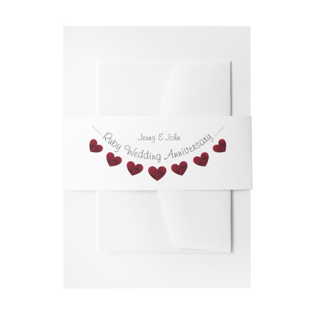 40th ruby wedding anniversary bunting design invitation belly band (Front Example)