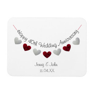 40th Ruby Wedding Anniversary bunting gift/ favor Magnet
