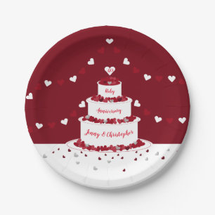 40th ruby wedding anniversary cake and bunting paper plate