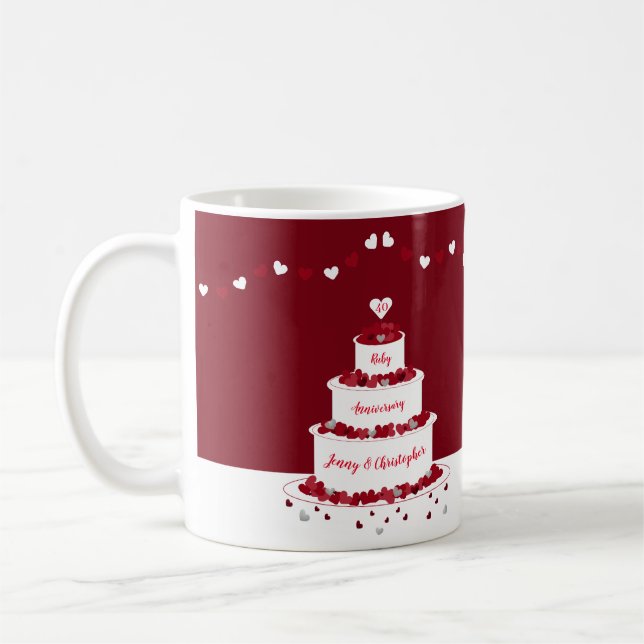 40th Ruby Wedding Anniversary cake Coffee Mug (Left)