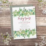 40th Ruby Wedding Anniversary Chic Greenery  Invitation<br><div class="desc">Featuring delicate watercolor eucalyptus greenery,  this chic botanical ruby wedding invitation can be personalised with your special anniversary event information,  with a silver sage background on the reverse,  which can be customised to your favourite colour. Designed by Thisisnotme©</div>