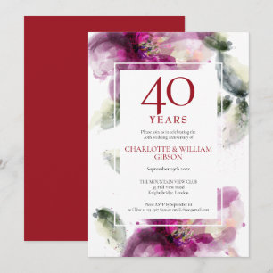 40th Ruby Wedding Anniversary Chic Lilies Floral  Invitation