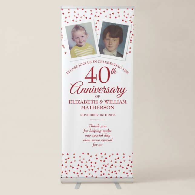 40th Ruby Wedding Anniversary Child Photos Welcome Retractable Banner (Front)