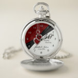 40th Ruby Wedding Anniversary Design 2 Pocket Watch<br><div class="desc">Pocket Watch. 40th, 52nd or 80th Ruby Wedding Anniversary Design. Can also be made for other events such as a birthday, years of service, retirement gift, etc... ✔NOTE: ONLY CHANGE THE TEMPLATE AREAS NEEDED! 😀 If needed, you can remove some of the text and start fresh adding whatever text and...</div>