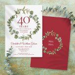 40th Ruby Wedding Anniversary Elegant Garland Invitation<br><div class="desc">Featuring an elegant woodland greenery garland,  this chic botanical 40th wedding anniversary invitation can be personalised with your special ruby anniversary information. The reverse features a matching garland framing your anniversary dates in elegant white text on a ruby red background. Designed by Thisisnotme©</div>