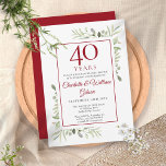 40th Ruby Wedding Anniversary Elegant Greenery  Invitation<br><div class="desc">Featuring delicate watercolor country garden greenery,  this chic anniversary invitation can be personalised with your special 40 years anniversary celebration information,  with a ruby red background on the reverse. Designed by Thisisnotme©</div>