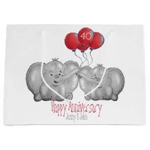 40th ruby wedding anniversary elephant large gift bag