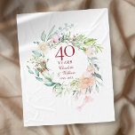 40th Ruby Wedding Anniversary Floral Garland Fleece Blanket<br><div class="desc">Featuring a delicate watercolor floral garland,  this chic botanical 40th wedding anniversary keepsake fleece blanket can be personalised with your special anniversary information in elegant ruby red typography. Designed by Thisisnotme©</div>